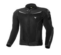 Shima PISTON chaqueta de moto para hombre - cuero, chaqueta urbana con paneles de malla, protectores CE de hombros, espalda, codos, deslizadores de hombros (Negro, 52)