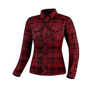 SHIMA RENEGADE LADY 2 Camisa Moto Mujere - Chaqueta Moto de Algodóncon con FiberQL - Aramida y capa de refrigeración, protectores CE, cremallera y cierre (Rojo, XXL)