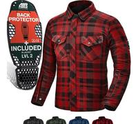 SHIMA RENEGADE MEN 2 Camisa Moto Hombre - Chaqueta Moto de Algodóncon con FiberQL - Aramida y capa de refrigeración, protectores CE, cremallera y cierre a presión (Rojo, M)