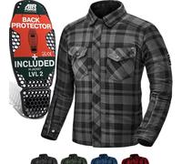 SHIMA RENEGADE MEN 2 Camisa Moto Hombre - Chaqueta Moto de Algodóncon con FiberQL - Aramida y capa de refrigeración, protectores CE, cremallera y cierre a presión (Negro, 4XL)