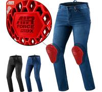 SHIMA RIDER Pantalon Moto Hombre protectores AIRFORCE Homologado Ajustado Tejanos Pantalón Vaqueros Jeans protección de rodilla (Masculino, Azul, 32/34)