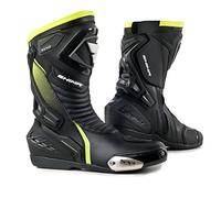 SHIMA RSX-6 Men, Zapatos Moto Hombre | Reforzados Zapatos Moto de Cuero, Soporte para el tobillo, Suela Antideslizante, Mango de Cambio de Marchas (Fluo, 42)