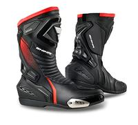 SHIMA RSX-6 Men, Zapatos Moto Hombre | Reforzados Zapatos Moto de Cuero, Soporte para el tobillo, Suela Antideslizante, Mango de Cambio de Marchas (Rojo Flúo, 43)