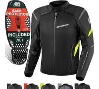 SHIMA RUSH Chaqueta Moto Hombre AIRFORCE Protector Espalda Cazadora Motociclista Chaquetas Protecciones Impermeable Armadura Cazadoras Motoero Invierno (Masculinos, Chaqueta Regular, Fluo, 4XL)