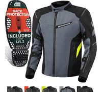 SHIMA RUSH Chaqueta Moto Hombre AIRFORCE Protector Espalda Cazadora Motociclista Chaquetas Protecciones Impermeable Armadura Cazadoras Motoero Invierno (Masculinos, Chaqueta Ventilado, Fluo, XL)