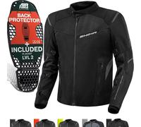 SHIMA RUSH Chaqueta Moto Hombre AIRFORCE Protector Espalda Cazadora Motociclista Chaquetas Protecciones Impermeable Armadura Cazadoras Motoero Invierno (Masculinos, Chaqueta Ventilado, Negro, M)