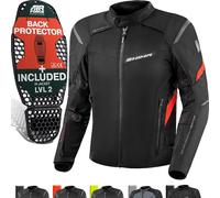 SHIMA RUSH Chaqueta Moto Hombre AIRFORCE Protector Espalda Cazadora Motociclista Chaquetas Protecciones Impermeable Armadura Cazadoras Motoero Invierno (Masculinos, Chaqueta Regular, Rojo, L)