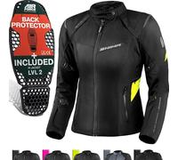 SHIMA RUSH Chaqueta Moto Mujer AIRFORCE Protector Espalda Cazadora Motociclista Chaquetas Protecciones Impermeable Armadura Cazadoras Motoero Invierno (Femenino, Chaqueta Regular, Fluo, M)