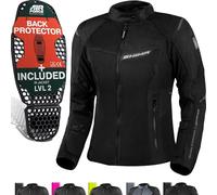 SHIMA RUSH Chaqueta Moto Mujer AIRFORCE Protector Espalda Cazadora Motociclista Chaquetas Protecciones Impermeable Armadura Cazadoras Motoero Invierno (Femenino, Chaqueta Ventilado, Negro, XL)