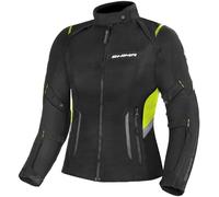 SHIMA Rush impermeable Chaqueta textil de motocicleta para mujer, negro/amarillo, Talla XS