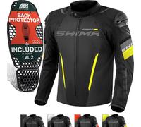 SHIMA Solid 2.0 chaqueta textil impermeable para motocicletas, negro/amarillo, Talla 3XL