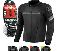 SHIMA SOLID Chaqueta Moto Hombre AIRFORCE Protector Espalda Cazadora Motociclista Chaquetas Protecciones Impermeable Moto Armadura Cazadoras Trail Motoero Invierno (Masculinos, Negro, Regular, 3XL)