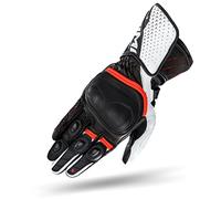 SHIMA ST-3 Guantes Moto Hombre Cuero Homologados Largo Motos Guante Ventilado Certificatos con Protección Motorista Protecciones Ventilación Verano Racing(Hombre, Blanco/Rojo, S)