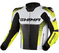 Shima Chaqueta moto STR 2.0 – Cuero, protectores espalda/codos/hombros, perforada (Fluo, 50)
