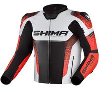 SHIMA STR 2.0 Chaqueta de cuero para motocicleta, negro-blanco-rojo, tamaño 54 para Hombres