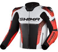 SHIMA STR 2.0 Chaqueta de cuero para motocicleta, negro/rojo/fluo rojo oscuro, Talla 60