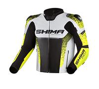 SHIMA STR 2.0 Chaqueta de cuero para motocicleta, negro-blanco-amarillo, tamaño 46 para Hombres
