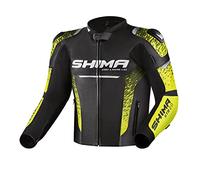 SHIMA STR 2.0 Chaqueta de moto - Cuero, chaqueta deportiva con protectores de espalda, codos y hombros, piel perforada, para traje de 2 piezas (Negro/Fluo, 50)