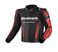 Shima STR 2.0 Chaqueta de moto - Cuero, chaqueta deportiva con protectores de espalda, codos y hombros, piel perforada, para traje de 2 piezas (Rojo, 54)