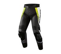 SHIMA STR 2.0 Pantalones de cuero para motocicleta, negro-blanco-amarillo, tamaño 46 para Hombres