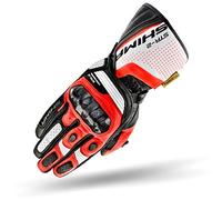 Shima STR-2 Guantes Moto Hombre Cuero Homologados Largo Motos Guante Ventilado Certificatos con Protección Motorista Protecciones Ventilación Verano Racing(Hombre, Rojo Flúo, M)