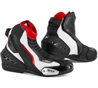 SHIMA SX-6 Botas de moto perforadas, Negro/Blanco/Rojo, Talla 44