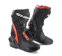 SHIMA VRX-3, Zapatos Moto Hombre - Reforzados Zapatos Moto de Cuero, Cierre de ATOP, Soporte para el tobillo, Suela Antideslizante, Mango de Cambio de Marchas (Rojo Flúo, 44)