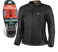 SHIMA WINCHESTER 2.0 Chaqueta Moto Mujere | Cazadora moto hombre de cuero clásico con CE espalda, hombros, codos protecciones, reforzado costuras dobles (Negro, L)
