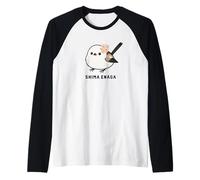 Shimaenaga con Flor de Cerezo Hokkaido pájaro de Hadas de Nieve Camiseta Manga Raglan