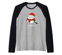 Shimaenaga pájaro Navidad Santa Sombrero Hokkaido Nieve Hada Camiseta Manga Raglan