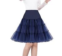SHIMALY Falda tutú vintage de los años 50 de 26 pulgadas Crinoline Rockabilly para mujer, azul marino, L - XL