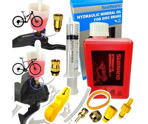 Shimano - Aceite mineral hidráulico de 500 ml + frenos de disco F26, kit de mantenimiento Pro Service Kit MTB City Ebike & STI Road Gravel Disc Purgador de Disco, Embudo con conector M5 M6 M7