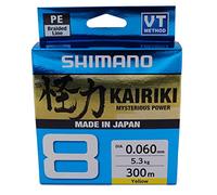 SHIMANO Kairiki 8, 300 Meter, Amarillo, 0.060mm/5.3kg, Línea de Pesca Trenzada, 59WPLA68R30