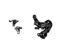 SHIMANO Mtb SLTX30P6FAT - Mandos Tx30 6vel. Friccion + Cambio Trasero Tourney TY300 6/7V, con Pata, Unisex Adulto, Negro