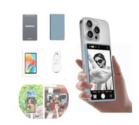 Shimbol Pantalla para Selfies CP5 Lite Vlog, Espejo de cámara Trasera de 5 Pulgadas y 1080P, Alcance de 50 m, conexión con un Clic para iPhone con Estuche Gris magnético (sin Pantalla táctil)