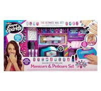 Shimmer N Sparkle Juego de manicura y pedicura estilo salón con secador de uñas real, remojo, pulido y decoración para el hogar, arte de uñas y juegos de spa