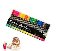 Shimmer Outline Markers - Impermeable Colorful Art Pens, Fine Tip Design, Vibrant Smooth Ink | Creative Coloring Solution For Greeting Cards Posters Drawings Scrapbooking DIY Crafts School Projects