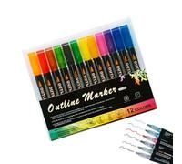 Shimmer Outline Markers - Marker Pens, Water Resistant Vibrant Colors, Easy Flow Ink, Durable Fine Tips | Practical Art Supplies For Greeting Cards Posters Drawings Crafts DIY Scrapbooks Creative Proj