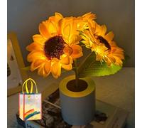 Shimmering Sunflower Lamp, Rechargeable LED Flower Table Light with 2-Level Touch Dimming, Artificial Sunflower Night Light for Bedroom Home Decor, Unique Gardening Gifts for Mum Women Her (1 Set)
