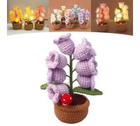 Shimmernest Lilyglow Flowers, Crochet Artificial Flower with 7 Little Night Lights, Eternalbloom Lily Night Lamp of The Valley Lamp, for Wife, Girlfriend, Birthday (Purple)