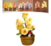 Shimmernest Lilyglow Flowers, Crochet Artificial Flower with 7 Little Night Lights, Eternalbloom Lily Night Lamp of The Valley Lamp, for Wife, Girlfriend, Birthday (Yellow)