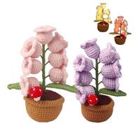 Shimmernest Lilyglow Flowers, Eternalbloom Lily Night Lamp of The Valley Lamp, Crochet Artificial Flower with 7 Little Night Lights, for Wife Girlfriend Birthday Christmas (2PcsG)