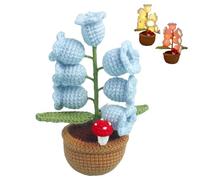 Shimmernest Lilyglow Flowers, Eternalbloom Lily Night Lamp of The Valley Lamp, Crochet Artificial Flower with 7 Little Night Lights, for Wife Girlfriend Birthday Christmas (Blue)