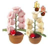 Shimmernest Lilyglow Flowers, Eternalbloom Lily Night Lamp of The Valley Lamp, Crochet Artificial Flower with 7 Little Night Lights, for Wife Girlfriend Birthday Christmas (2PcsE)