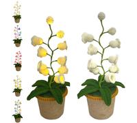 Shimmernest Lilyglow Flowers, Eternalbloom Lily Night Lamp of The Valley Lamp, Crochet Artificial Flower with 7 Little Night Lights,Crocheted Creative Desktop Ornaments (Off-white warm light)