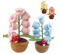 Shimmernest Lilyglow Flowers, Eternalbloom Lily Night Lamp of The Valley Lamp, Crochet Artificial Flower with 7 Little Night Lights, for Wife Girlfriend Birthday Christmas (2PcsF)