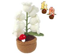 Shimmernest Lilyglow Flowers, Eternalbloom Lily Night Lamp of The Valley Lamp, Crochet Artificial Flower with 7 Little Night Lights, for Wife Girlfriend Birthday Christmas (White)