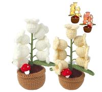 Shimmernest Lilyglow Flowers, Eternalbloom Lily Night Lamp of The Valley Lamp, Crochet Artificial Flower with 7 Little Night Lights, for Wife Girlfriend Birthday Christmas (2PcsA)