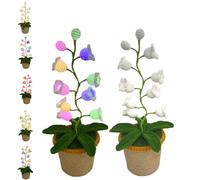 Shimmernest Lilyglow Flowers, Eternalbloom Lily Night Lamp of The Valley Lamp, Crochet Artificial Flower with 7 Little Night Lights,Crocheted Creative Desktop Ornaments (White flower colored ligh)