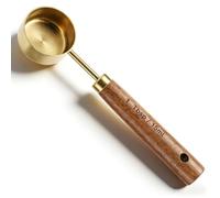 Shimmeroo 1 cucharadita, cuchara medidora de café de acero inoxidable, mango de madera, 1 cucharada de cuchara medidora para cafés, té, especias y más, 15 ml